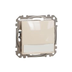   Schneider SDD112143L Sedna Egypólusú nyomó, kék jelzőfénnyel, cimketartóval, rugós bekötés, 12V,bézs