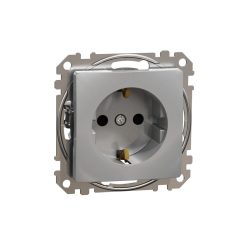  Schneider SDD113022 Sedna 2P+F csatlakozóaljzat biztonsági zsaluval, rugós bekötés, 16A, alumínium