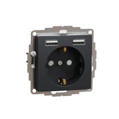   Schneider SDD114052 Sedna 2P+F csatlakozóaljzat, BZS, kettős USB töltővel, rugós, 16A/2.4A, antracit