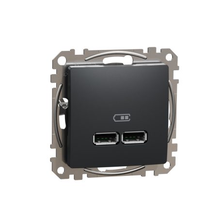 Schneider SDD114401 Sedna Dupla USB töltő, A+A, 2.1A, antracit