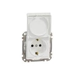 Schneider SDD211024 Sedna Design dugalj 2P+F fehér IP44 csapfedeles rugós bekötés