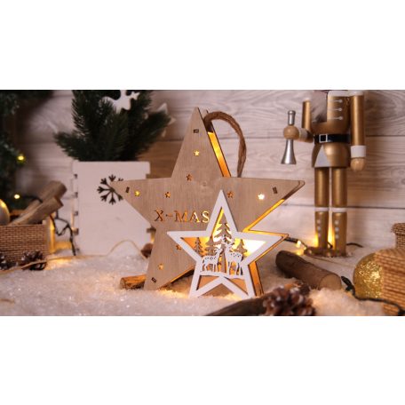 Tracon CHRHS7WW LED karácsonyi csillag,fa,elemesTimer 6+18h, 7LED, 3000K, 2xAAA