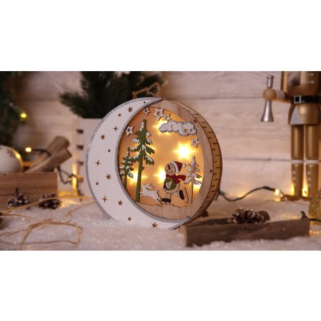 Tracon CHRHWS6WW LED karácsonyi hold,hóember,fa,elemesTimer 6+18h,6LED, 3000K, 2xAAA