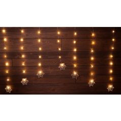  Tracon CHRWSF47WW LED karácsonyi ablakdísz,lánc,hópehely,elemesTimer 6+18h,47LED, 3000K, 3xAA
