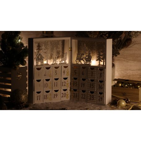 Tracon CHRACB8WW LED karácsonyi adventi kalendárium, elemes Timer 6+18h, 8LED, 3000K, 2xAAA