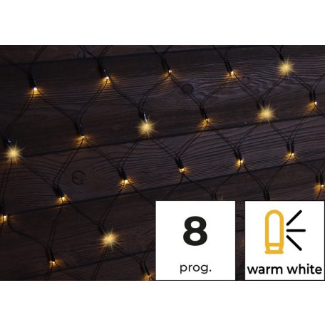 Tracon CHRNOP120WW Karácsonyi fényháló, kültéri/beltéri 230VAC, 5+1x1,5M, 120LED, 3,6W, 2600-2700K, IP44