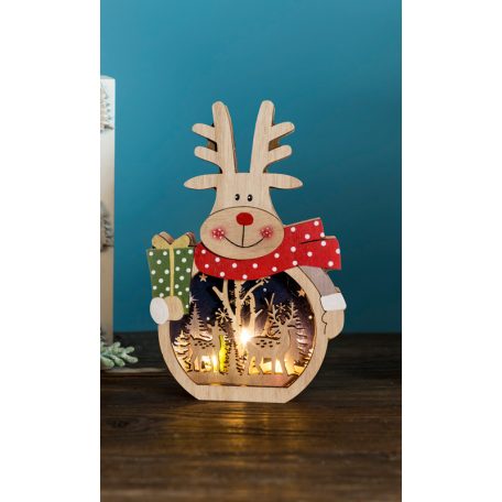 Tracon CHRRDW3WW LED karácsonyi dekoráció, szarvas, elemes Timer 6+18h,3LED, 3000K, 2xAAA