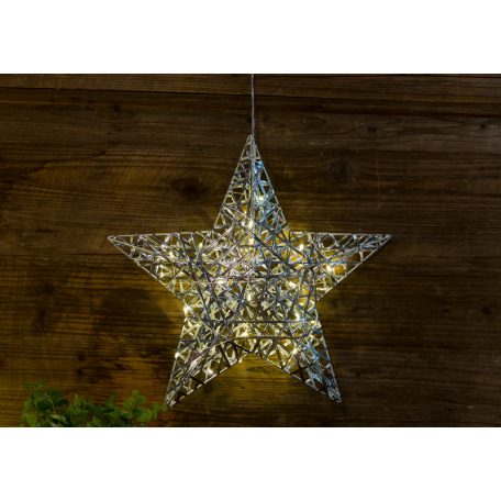 Tracon CHRSTM30WW LED karácsonyi ablakdísz, csillag, fém, elemes Timer 6+18h, 30LED, 3000K, 3xAA