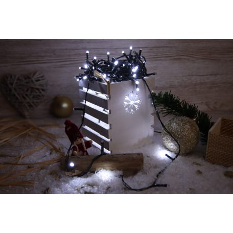 Tracon CHRSTOP100CW Karácsonyi programozható fényfüzér, kültéri/beltéri 230VAC, 2+10M, 100LED, 3,6W, 12000-13000K, IP44