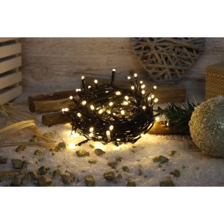 Tracon CHRSTOP200WW Karácsonyi programozható fényfüzér, kültéri/beltéri 230VAC, 5+20M, 200LED, 6W, 2600-2700K, IP44