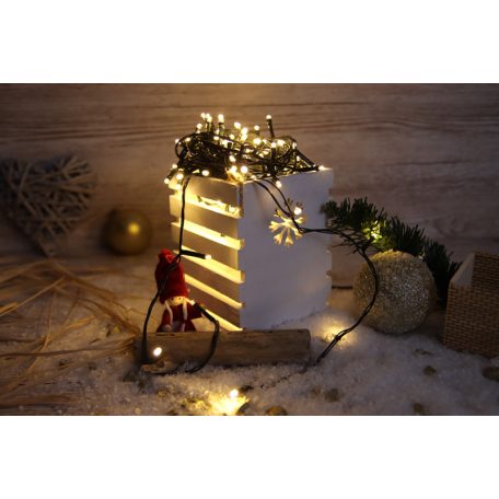 Tracon CHRSTOP200WW Karácsonyi programozható fényfüzér, kültéri/beltéri 230VAC, 5+20M, 200LED, 6W, 2600-2700K, IP44