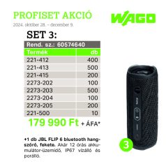   Wago 60574640 PROFISET 3 + ajándék +1 db JBL FLIP 6 bluetooth hangszóró, fekete