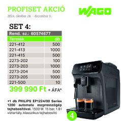   Wago 60574677 PROFISET 4 + ajándék 1 db PHILIPS EP1224/00 Series 1200 automata eszpresszógép tejhabosítóval