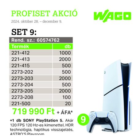 Wago 60574762 PROFISET 9 + ajándék 1 db SONY PlayStation 5