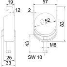 Obo Bettermann 1186549 BS-U1-M-52 FT Kengyeles bilincs 2056 U 1 kábeles fém nyomóvályú 46-52 mm St FT