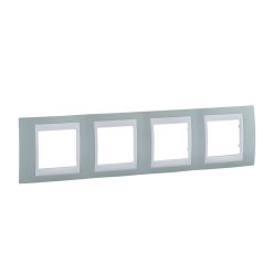   Schneider MGU6.008.870 UNICA Plus négyes vízszintes keret, fehér betéttel, vízzöld #