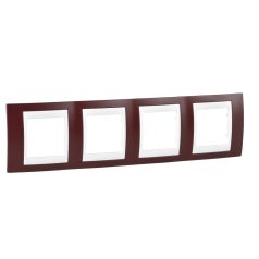   Schneider MGU6.008.872  UNICA Plus négyes vízszintes keret, fehér betéttel, sötétbordó #