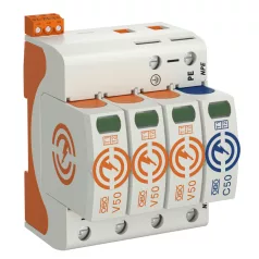   Obo Bettermann 5093533 V50- sorozatjelű SPD, túlfeszültséglevezető, 3-pólus+NPE, 280V