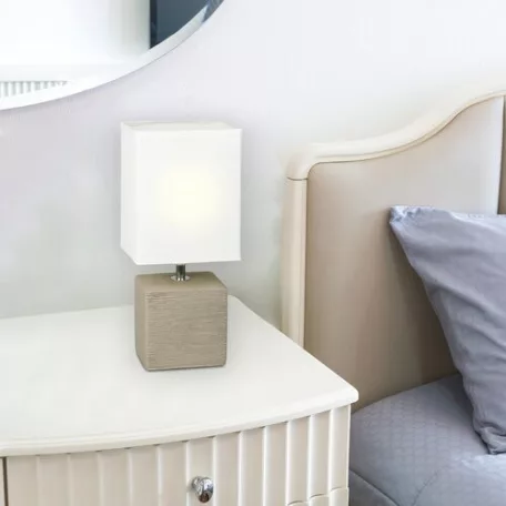 Rábalux 4930 Orlando kerámia asztali lámpa, kakaó/ natúr, E14, 40W