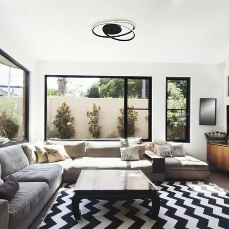 Rábalux 3256 Meridia beltéri mennyezeti lámpa, matt fekete, 40W