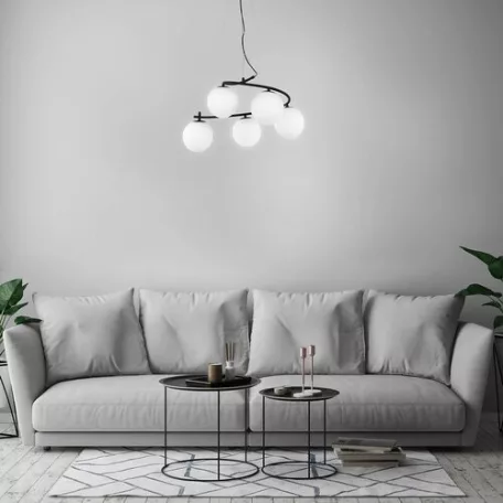 Rábalux 3470 Aslan beltéri függeszték, matt fekete, E14, C37, 5x5W