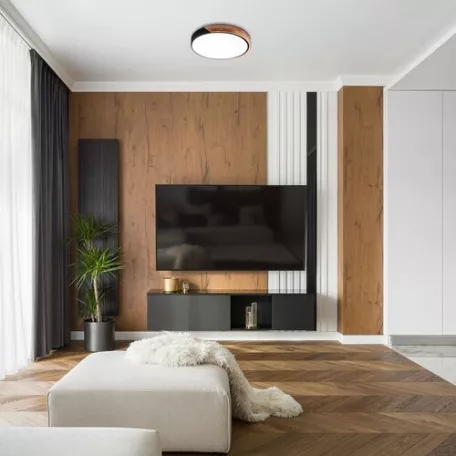 Rábalux 3528 Maple beltéri mennyezeti lámpa, fa/fekete, 24W, D42cm