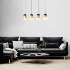 Rábalux 3544 Zenaida beltéri függeszték, matt fekete, E27, 4x60W