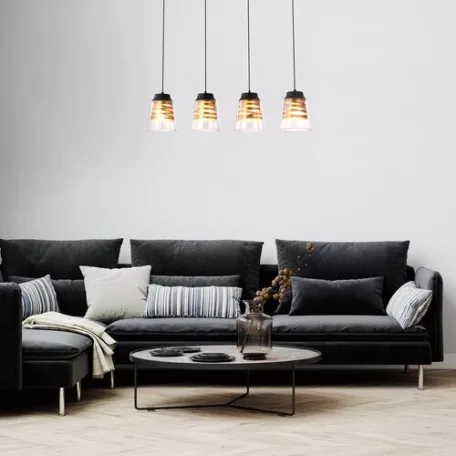 Rábalux 3544 Zenaida beltéri függeszték, matt fekete, E27, 4x60W