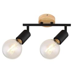   Rábalux 3977 Pablo beltéri spotlámpa, fém-fa, matt fekete, 2xE27