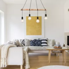   Rábalux 3980 Pablo beltéri függeszték, fém-fa, matt fekete, 4xE27