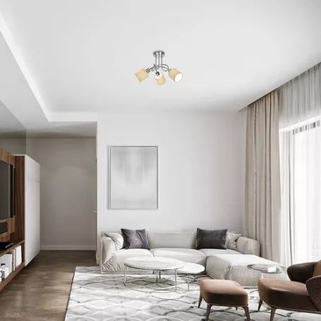 Rábalux 4980 Natina beltéri mennyezeti lámpa, szatén króm, E14, 3x25W