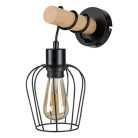 Rábalux 5244 Fabian beltéri fali lámpa, fém-fa, matt fekete, 1xE27