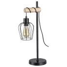 Rábalux 5245 Fabian beltéri asztali lámpa, fém-fa, matt fekete, 1xE27, H55