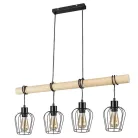 Rábalux 5247 Fabian beltéri függeszték, fém-fa, matt fekete, 4xE27