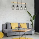 Rábalux 5247 Fabian beltéri függeszték, fém-fa, matt fekete, 4xE27