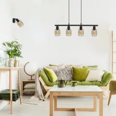   Rábalux 5284 Indiana beltéri függeszték, matt fekete, 4xE14, 25W