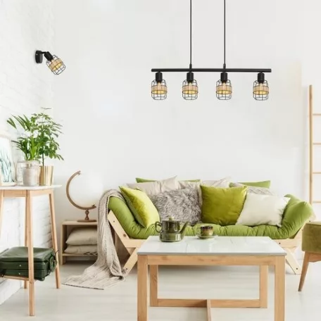 Rábalux 5284 Indiana beltéri függeszték, matt fekete, 4xE14, 25W