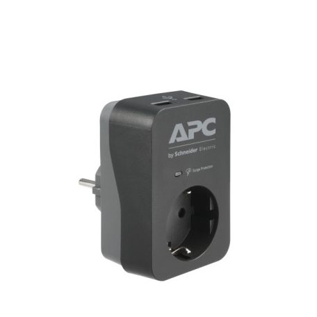 SCHNEIDER PME1WU2B-GR APC túlfeszültségvédő, fekete, 1 kimenet 5 V, 2,4 A, 2 port, USB-töltő, 230 V