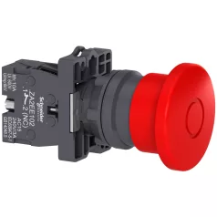   Schneider XA2ET42 Harmony Easy Series  Ø22 Komplett vészgomb Ø40 fej,  piros, 1NC