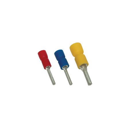 Tracon PCS Szigetelt csapos saru, ónozott elektrolitréz, piros 1,5mm2, (l1=12mm, d1=1,8mm), PVC
