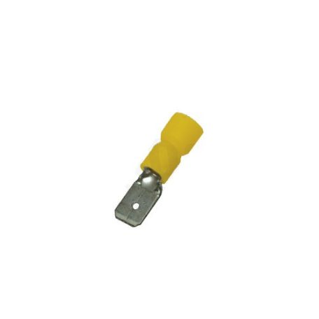 Tracon SCS6 Szigetelt rátolható csatlakozó csap, sárgaréz, sárga 6,3×0,8mm, 6mm2