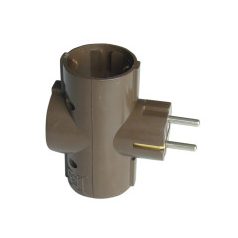   Tracon TDUGO9-BARN Többférőhelyes átalakító csatlakozó, 90°, barna 3×SHUKO, maximum 16A, 250V