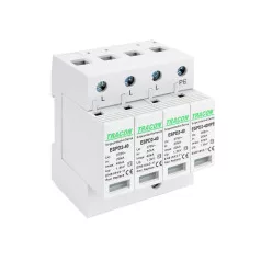   Tracon ESPD2-40-3+1P Túlfesz. Lev. Uc:275/255V 20kA Imax:40kA Up:1,3/1,5kV 3+1P cserélhető betéttel