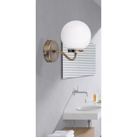 Rábalux 1302 Togo fali lámpa, opál üveg, bronz/fehér, 40W, E14, IP44