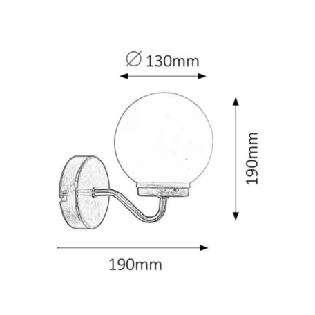 Rábalux 1302 Togo fali lámpa, opál üveg, bronz/fehér, 40W, E14, IP44