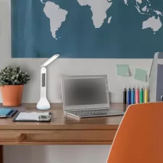   Rábalux 1515 Justin Asztali LED lámpa, beépített akkumulátor, kijelző, fehér, 4W