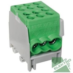   Pollmann 2080170 HLAK 25-1/4 M2 ZÖLD Elosztóblokk 1P sínre zöld 2x25mm2/ 4x16mm2