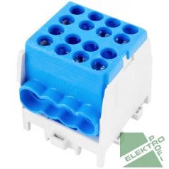   Pollmann 2080174 HLAK 25-1/6 M2 KÉK Elosztóblokk 1P sínre kék 2x25mm2/ 6x16mm2