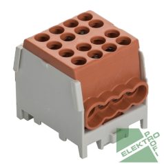   Pollmann 2080176 HLAK 25-1/6 M2 BARNA Elosztóblokk 1P sínre barna 2x25mm2/ 6x16mm2