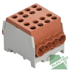   Pollmann 2080186 HLAK 35-1/6 M2 BARNA Elosztóblokk 1P sínre barna 2x35mm2/ 6x25mm2